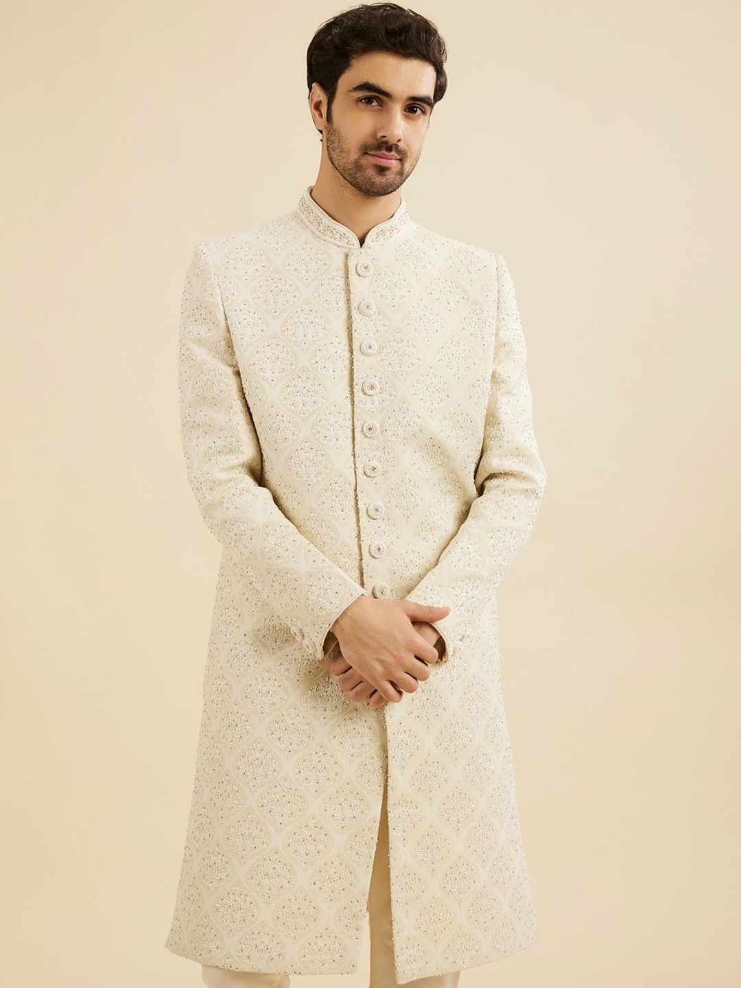 Manyavar Embroidered Brocade Sherwani Set
