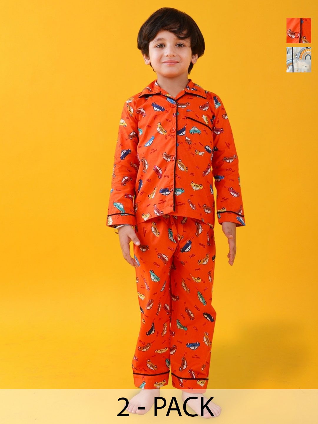 Jam & Sugar Boys Pack of 2 Printed Pure Cotton Night suit
