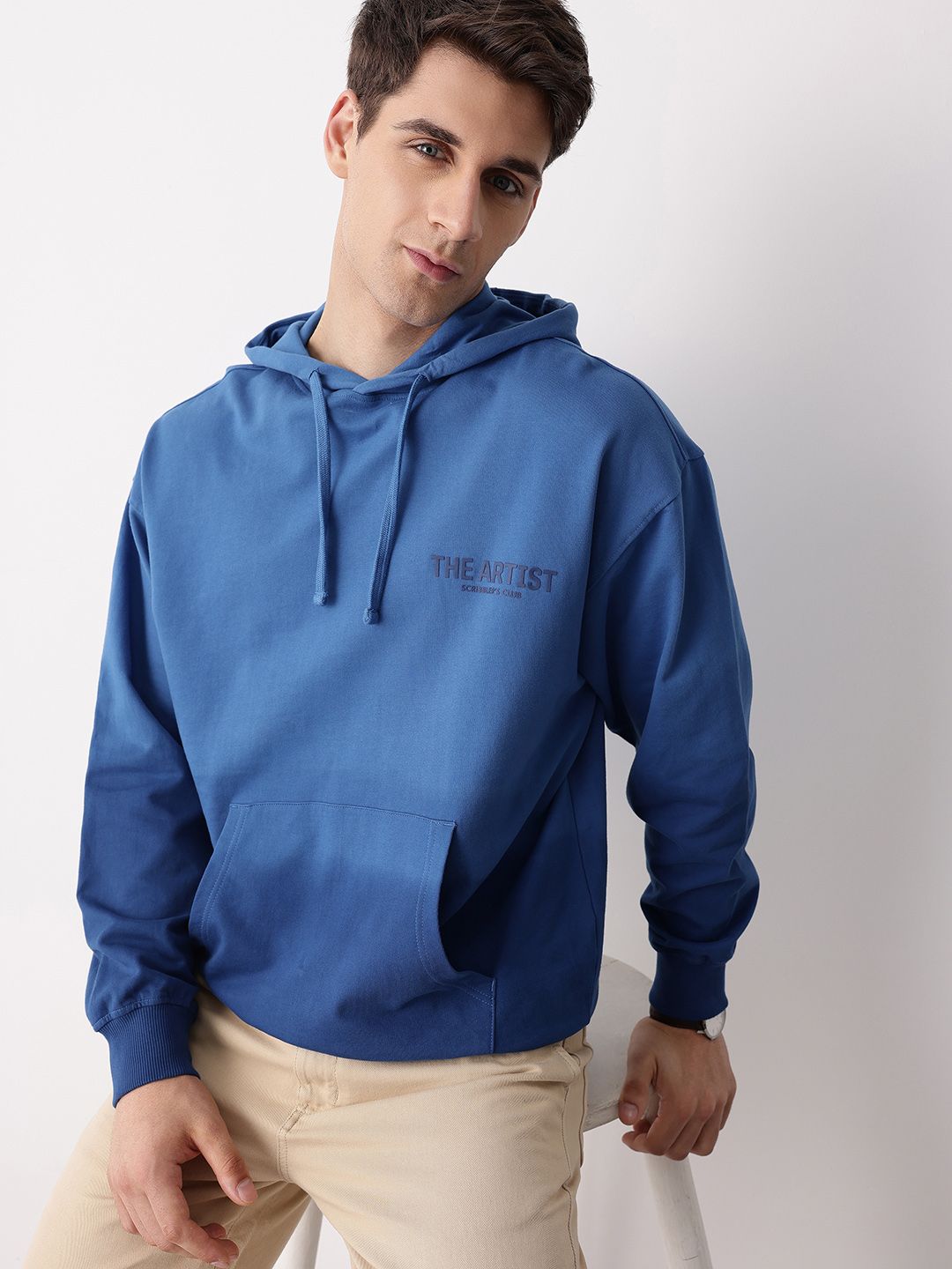 Mast & Harbour Typography Printed Pure Cotton Hooded Sweatshirt