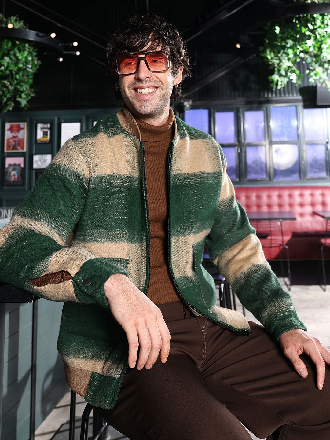 CAHOOT Men Checked Lightweight Bomber Jacket