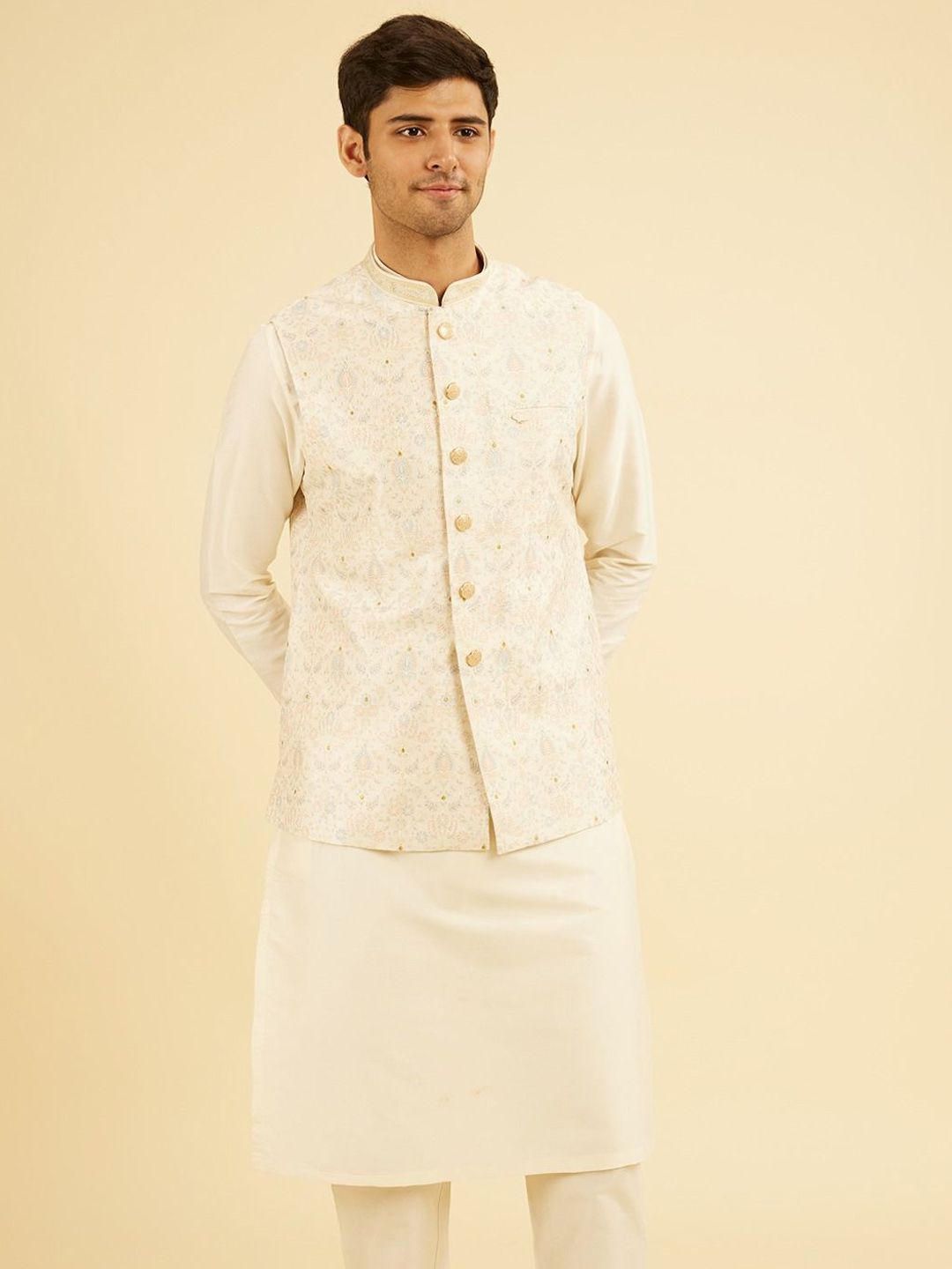 Manyavar Men Printed Nehru Jacket