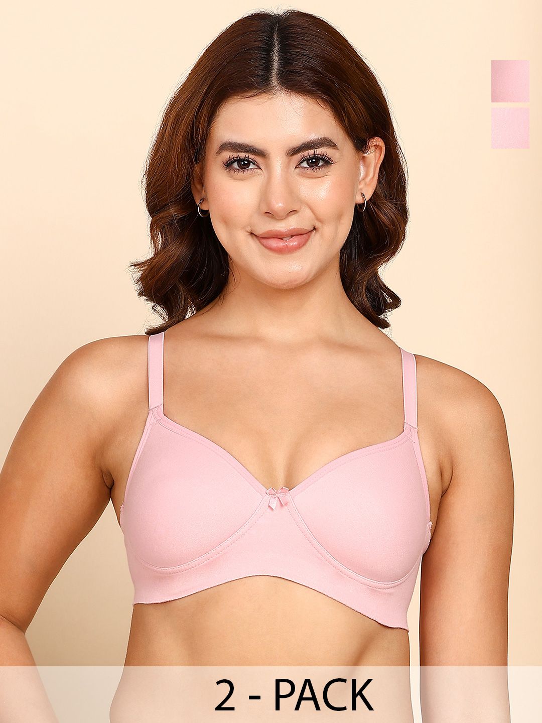 DressBerry Pack Of 2 Breathable Cotton Full Coverage Padded Bra