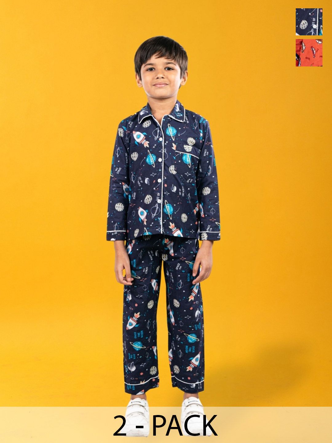 Jam & Sugar Boys Pack of 2 Printed Night suit