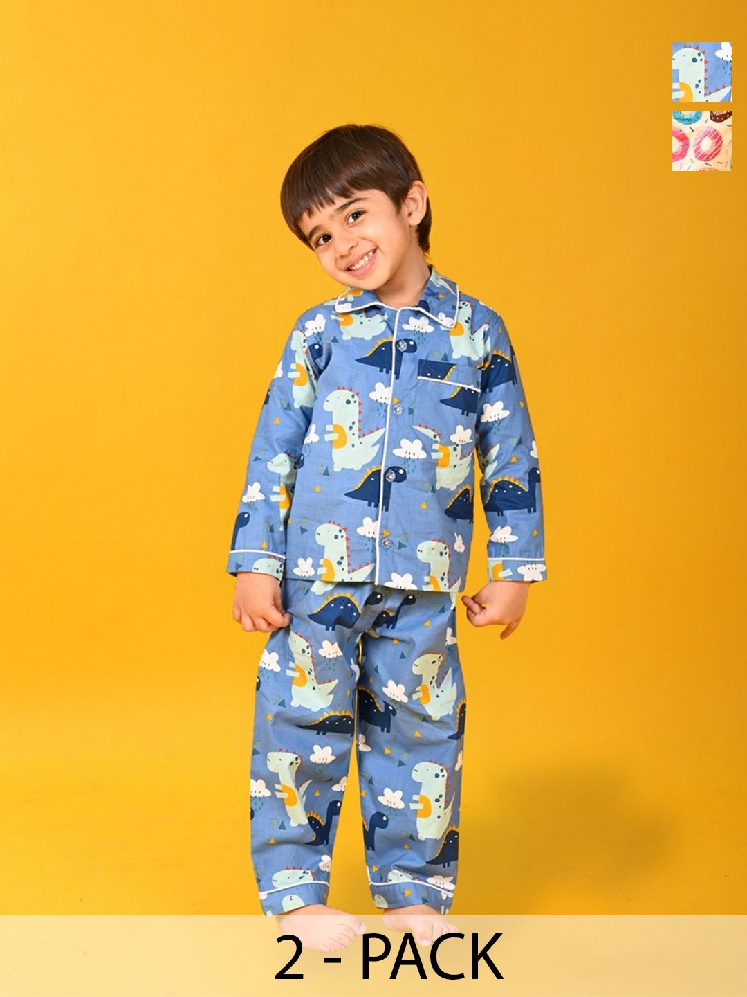 Jam & Sugar Boys Pack of 2 Printed Pure Cotton Night suit
