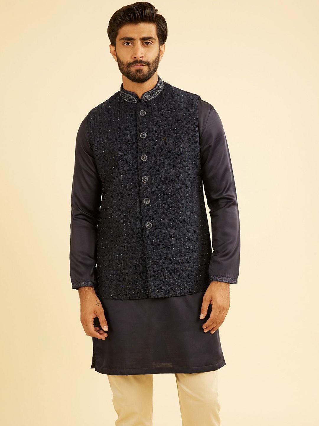 Manyavar Embroidered Nehru Jacket
