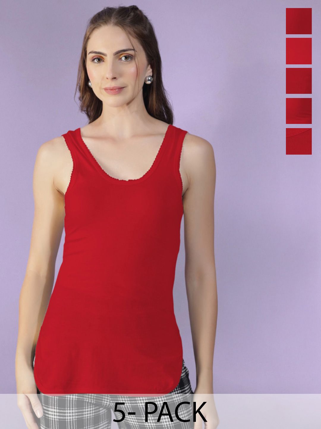 Dollar Missy Women Pack of 5 Combed Cotton Camisole