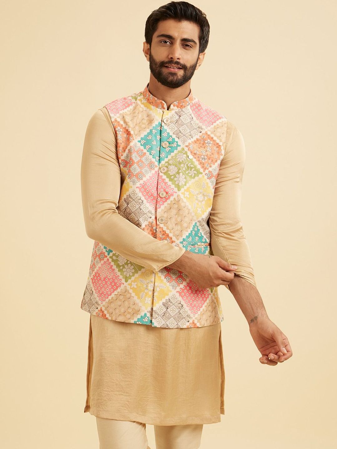 Manyavar Men Printed Woven Nehru Jackets