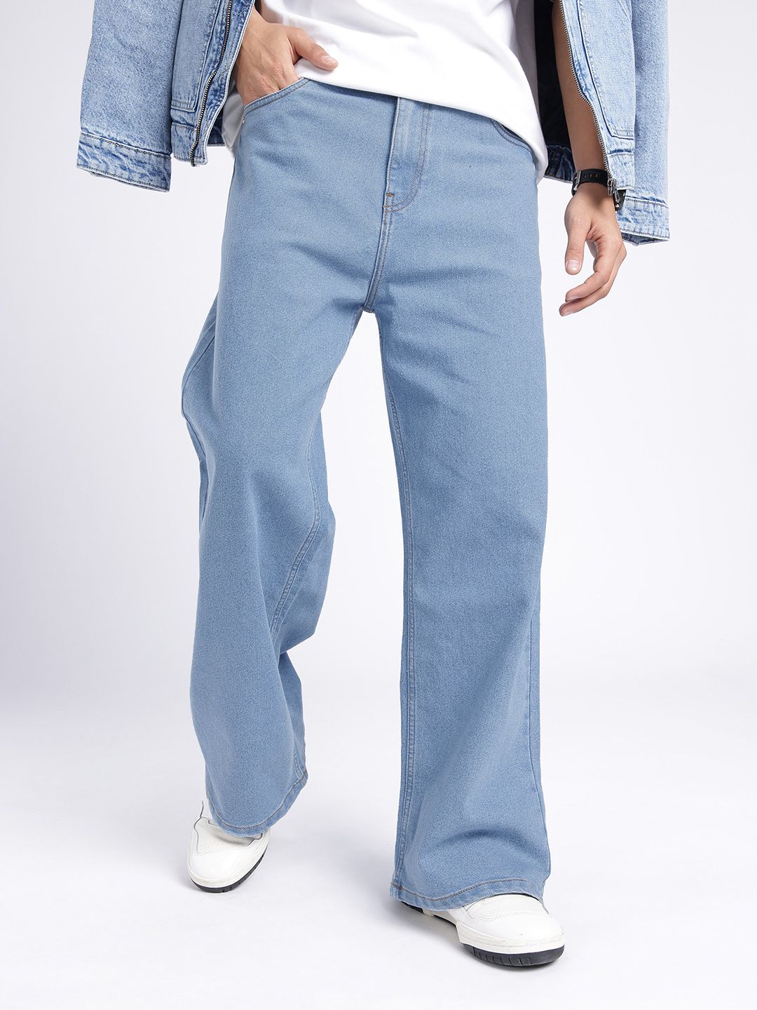 glitchez Men Bootcut Light Fade Stretchable Jeans