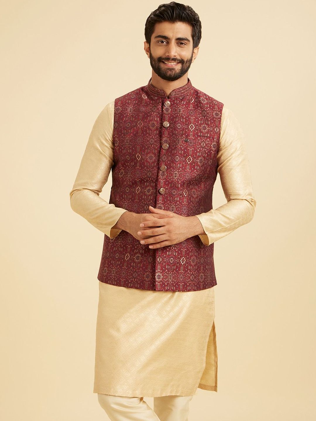 Manyavar Woven Design Nehru Jacket