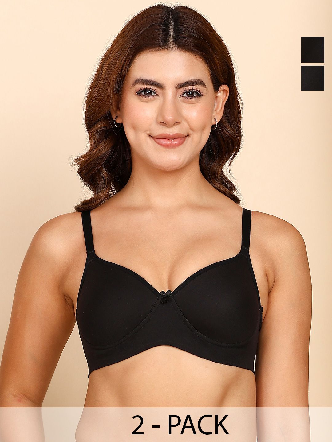DressBerry Pack Of 2 Breathable Cotton Full Coverage Padded Bra