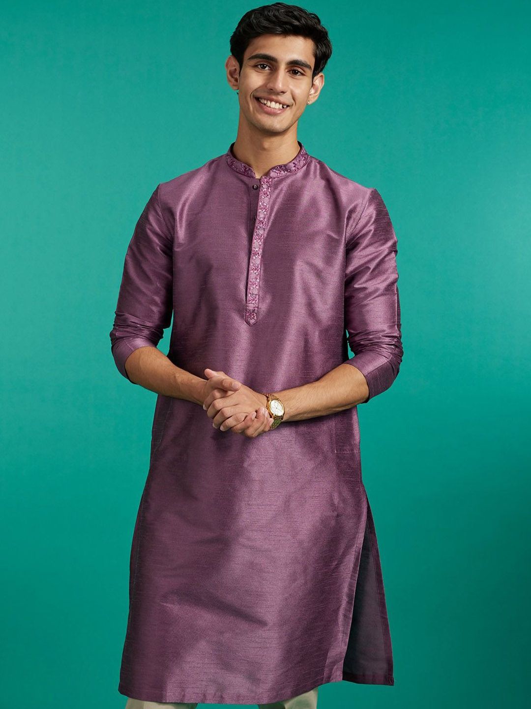 Diwas by Manyavar Mandarin Collar Straight Kurta