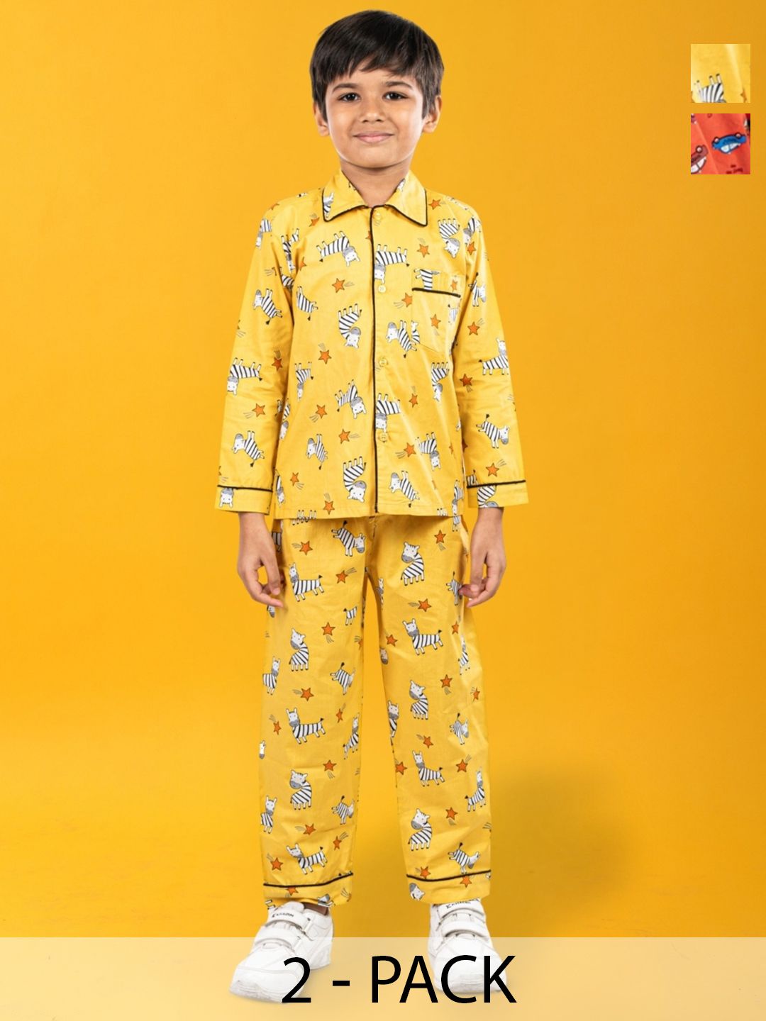 Jam & Sugar Boys Set of 2 Pure Cotton Printed Night Suits