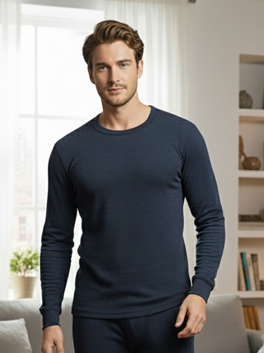 Lux Cozi Men Plus Size Round Neck Thermal Tops