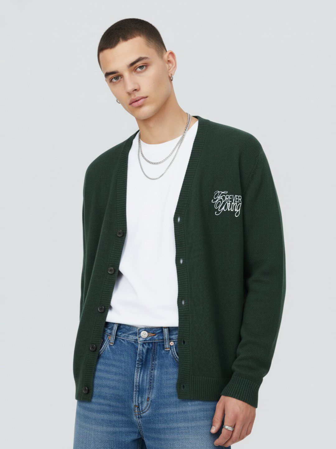 glitchez Men V-Neck Relaxed Cardigan