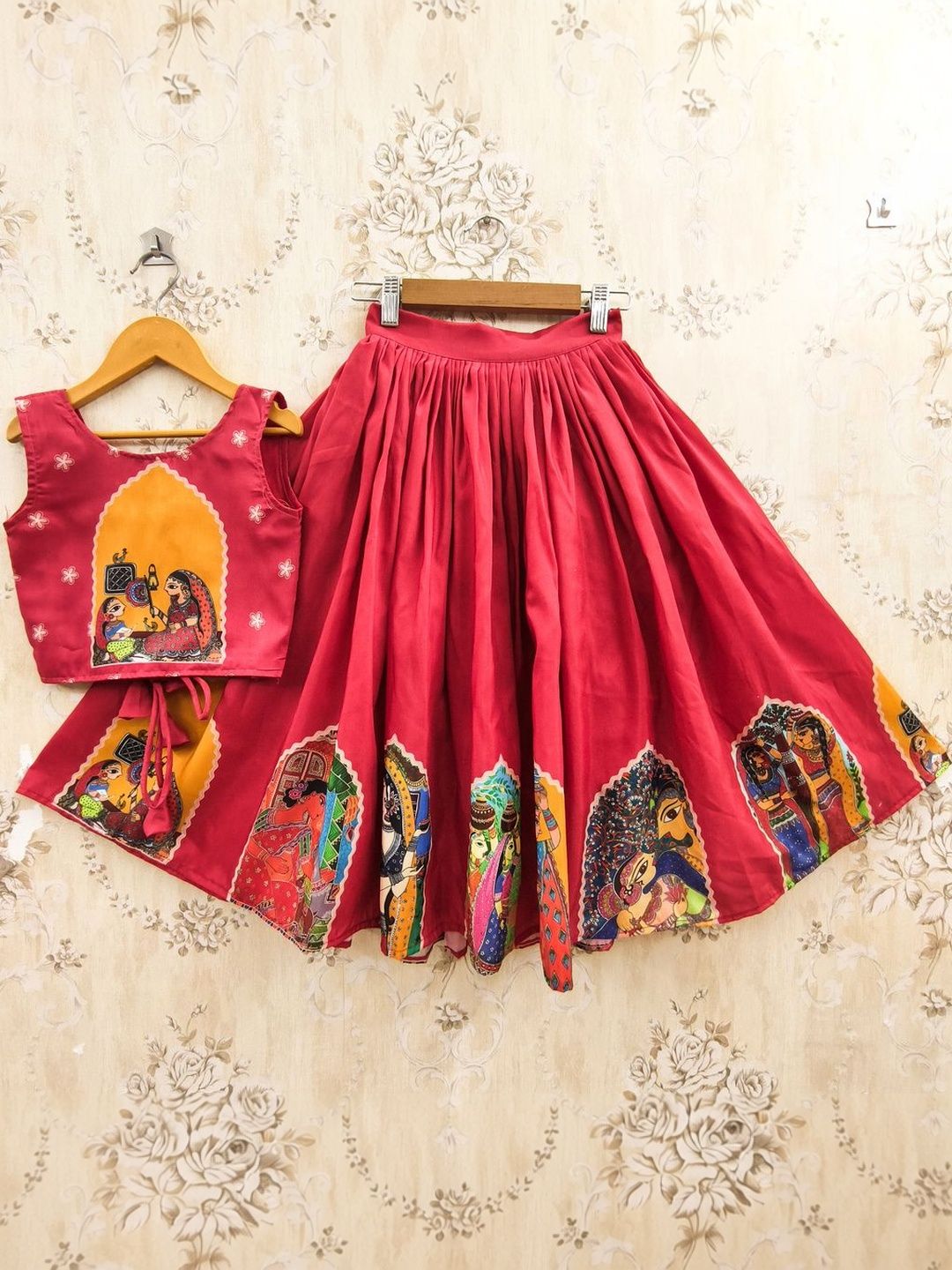 JOVK DESIGN Girls Printed Ready to Wear Lehenga &