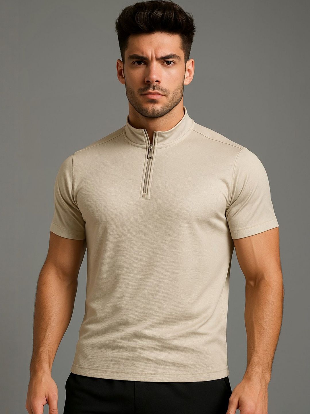 HRX by Hrithik Roshan Men Solid Henley Neck T-shirt