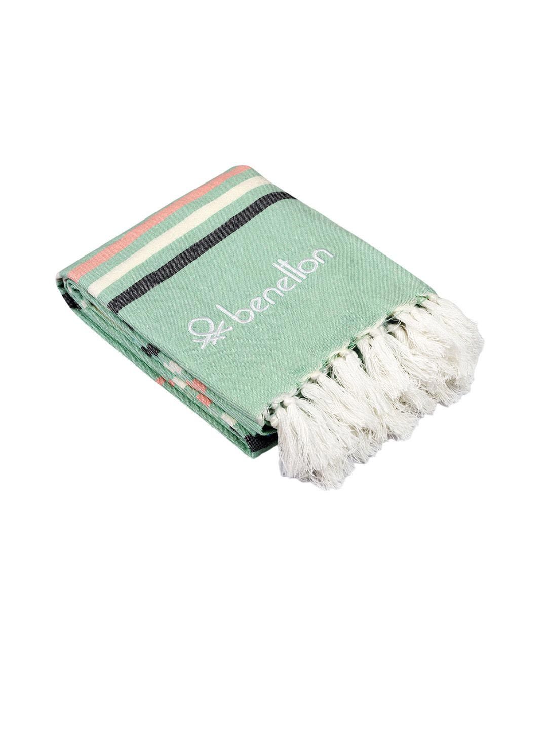 United Colors of Benetton United Colors of Benetton Green Striped 260 GSM Bamboo Bath Towel