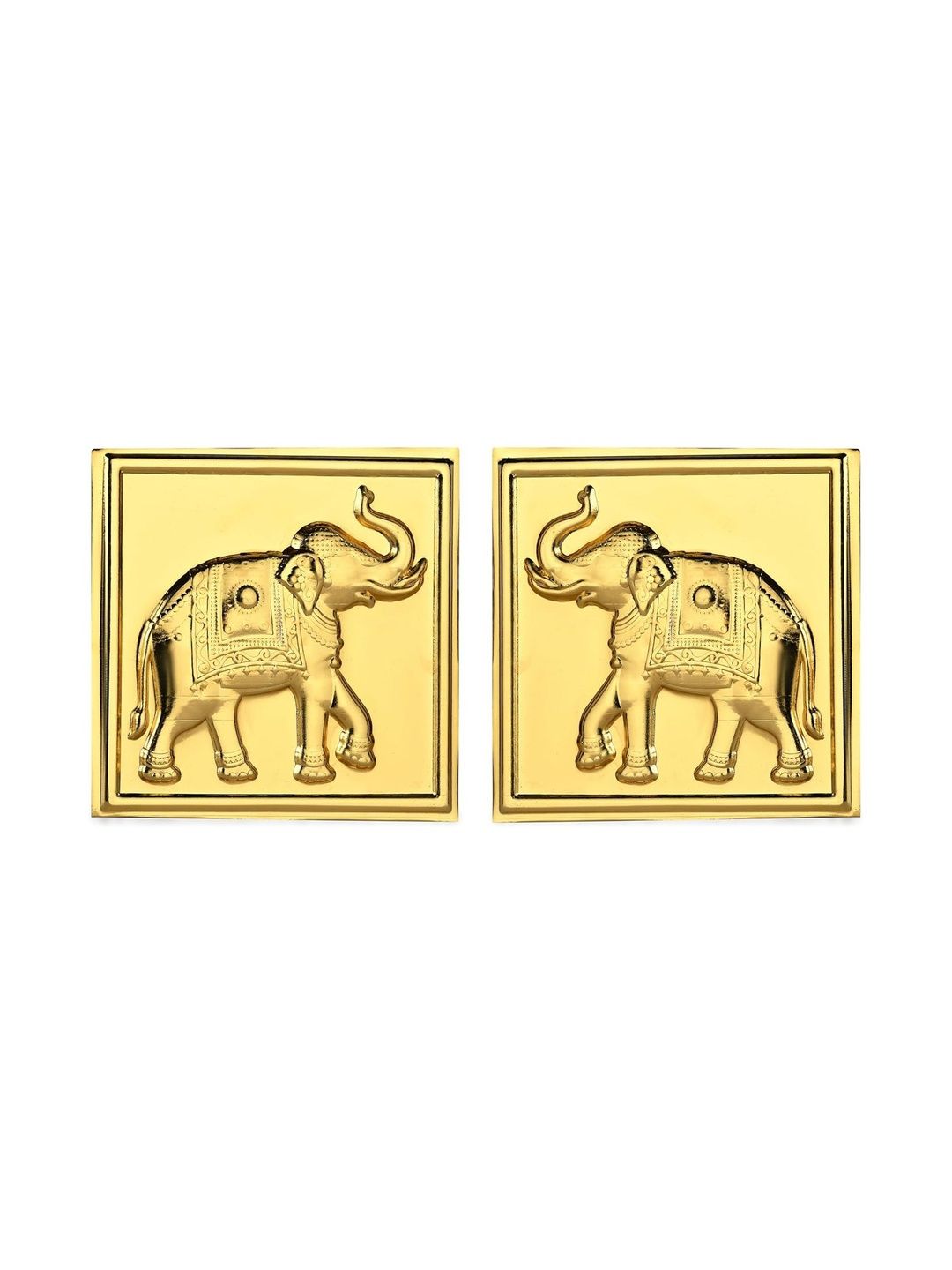 Pray Everyday Set Of 2 Gold-Plated Elephant Left & Right Face Yantras
