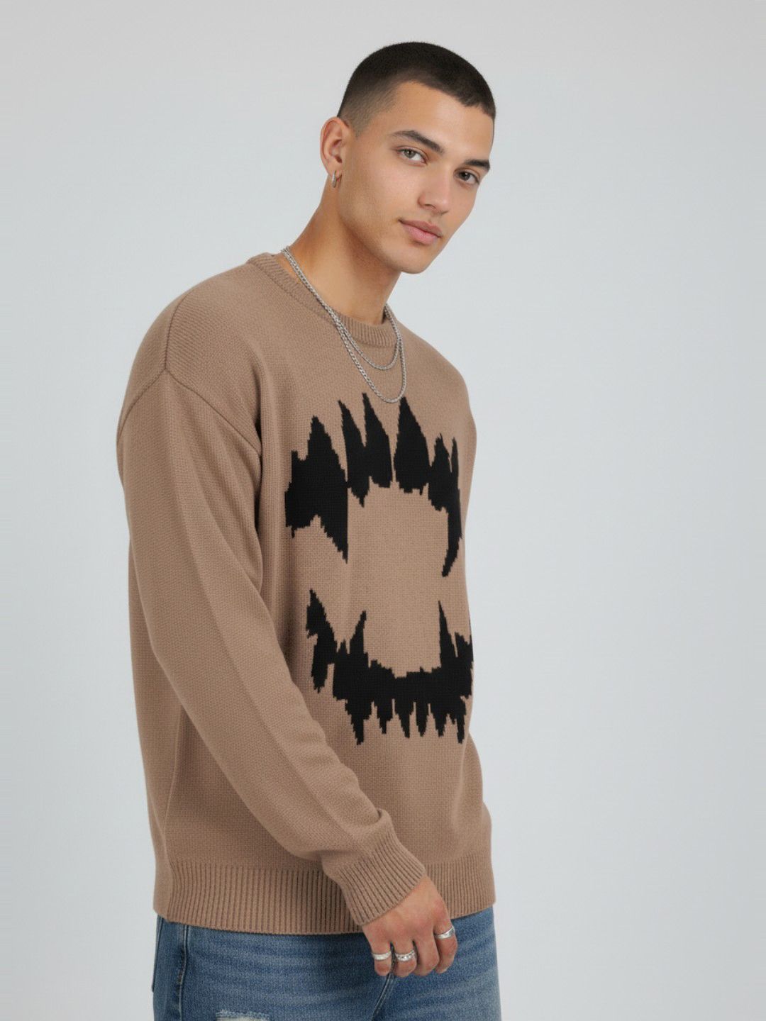 glitchez Men Abstract Relaxed Pullover