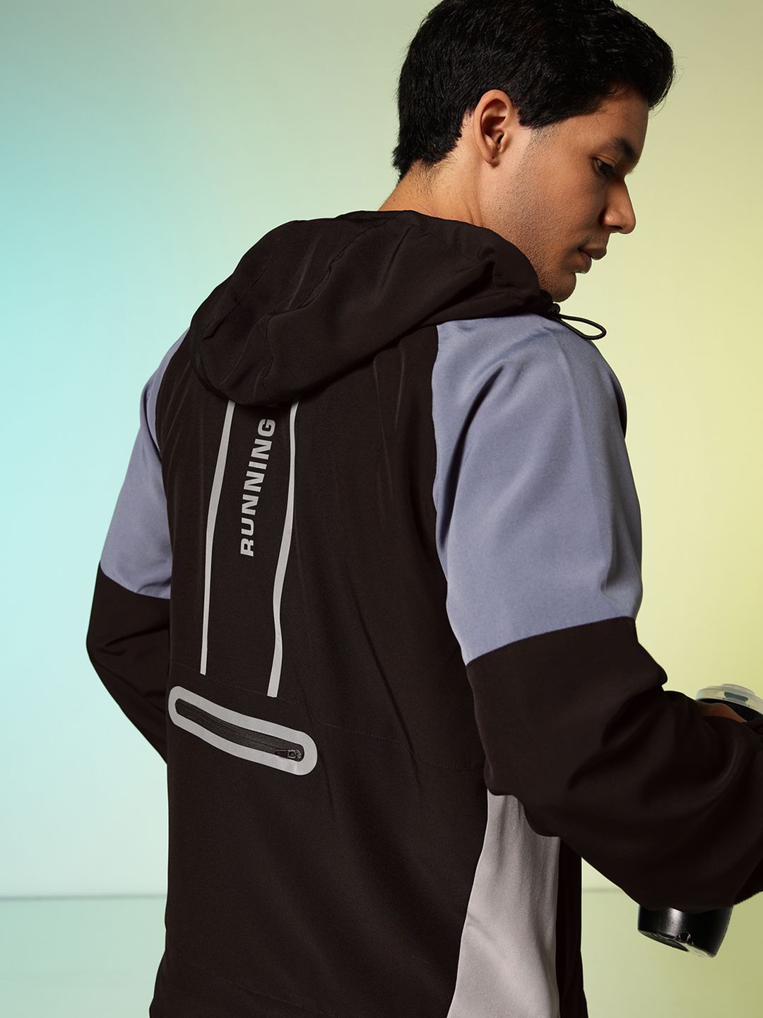 HRX by Hrithik Roshan Typography Printed Hooded Running Sporty Jacket