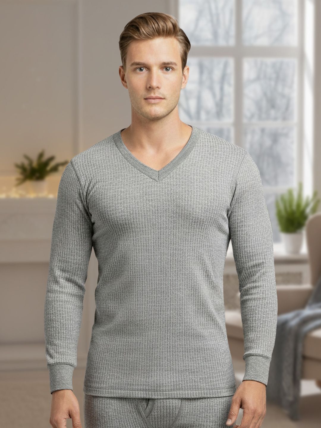 Lux Cozi Unisex Striped Round Neck Thermal Top