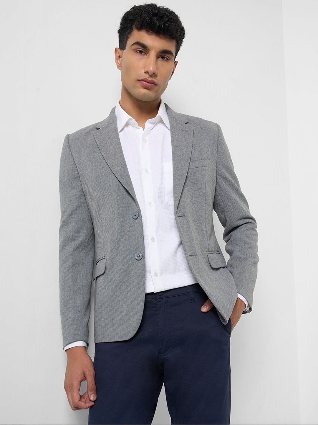 Peregrine by Pantaloons Men Notched Lapel Single-Breasted Slim Fit Casual Blazers
