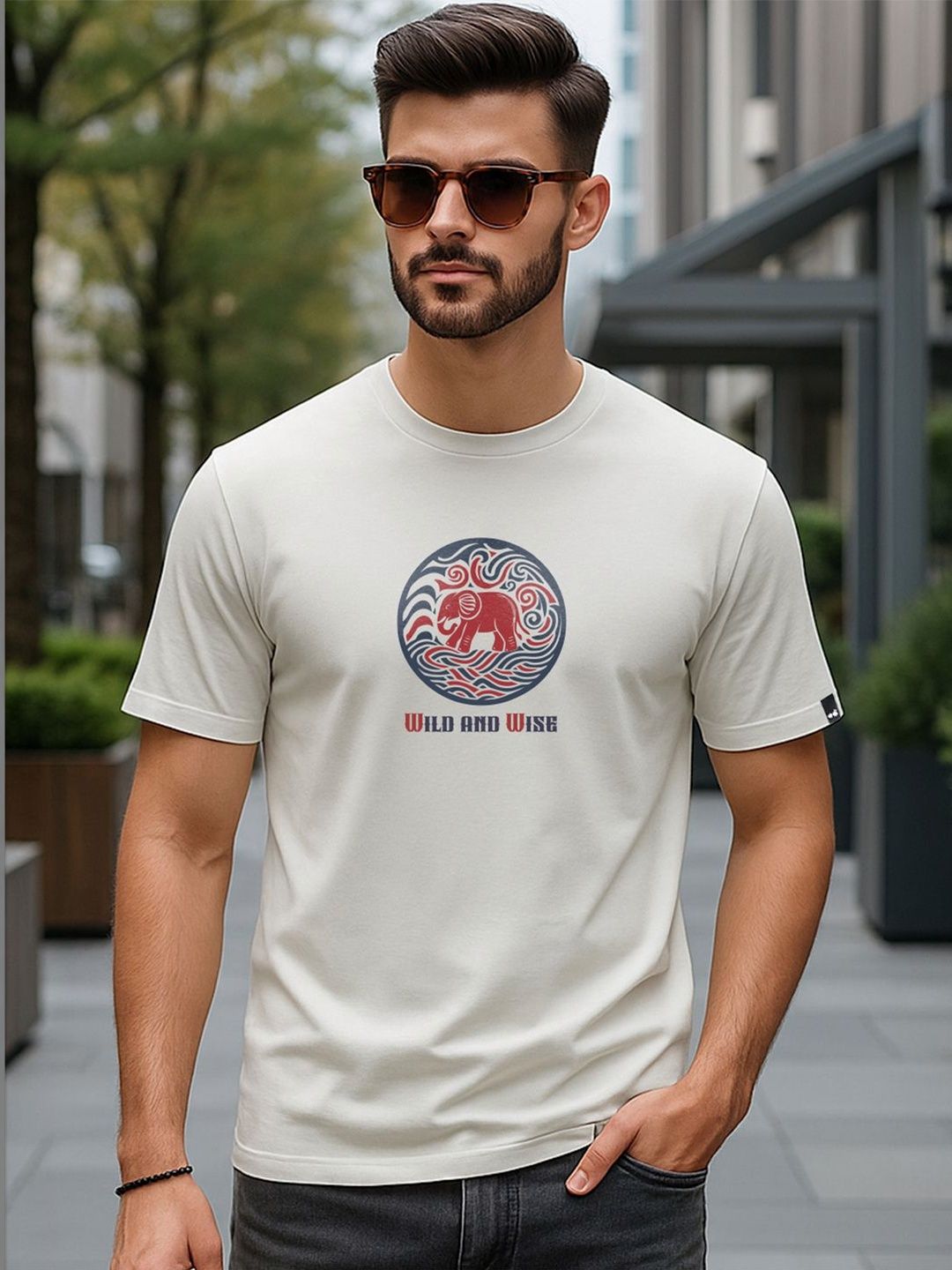 Bewakoof Men Oyester Mushroom Grey Wild And Wise Graphic Printed T-shirt