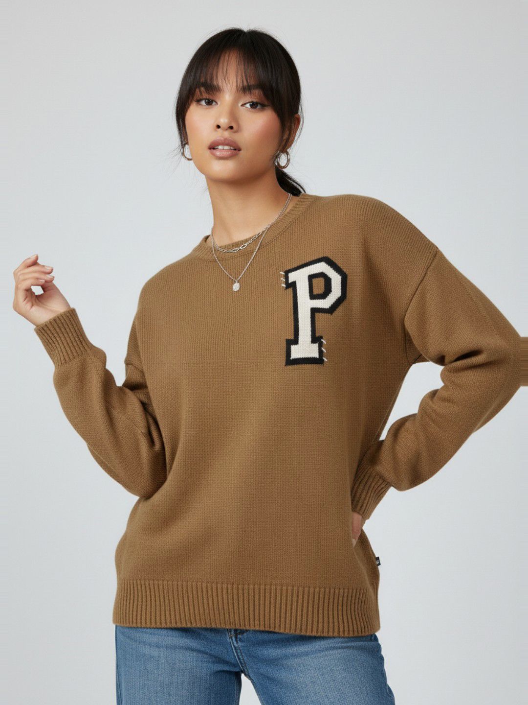 glitchez Women Typography Oversized Pullover