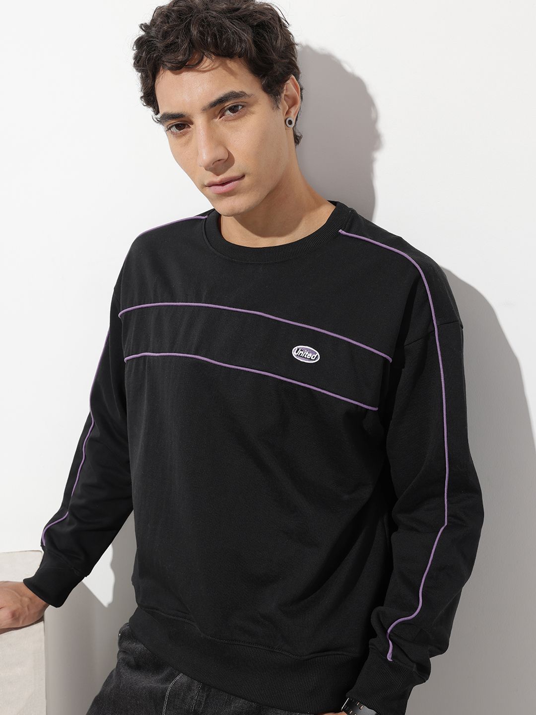 The Roadster Life Co. Oversized Fit Drop Shoulder Sleeves Sweatshirt