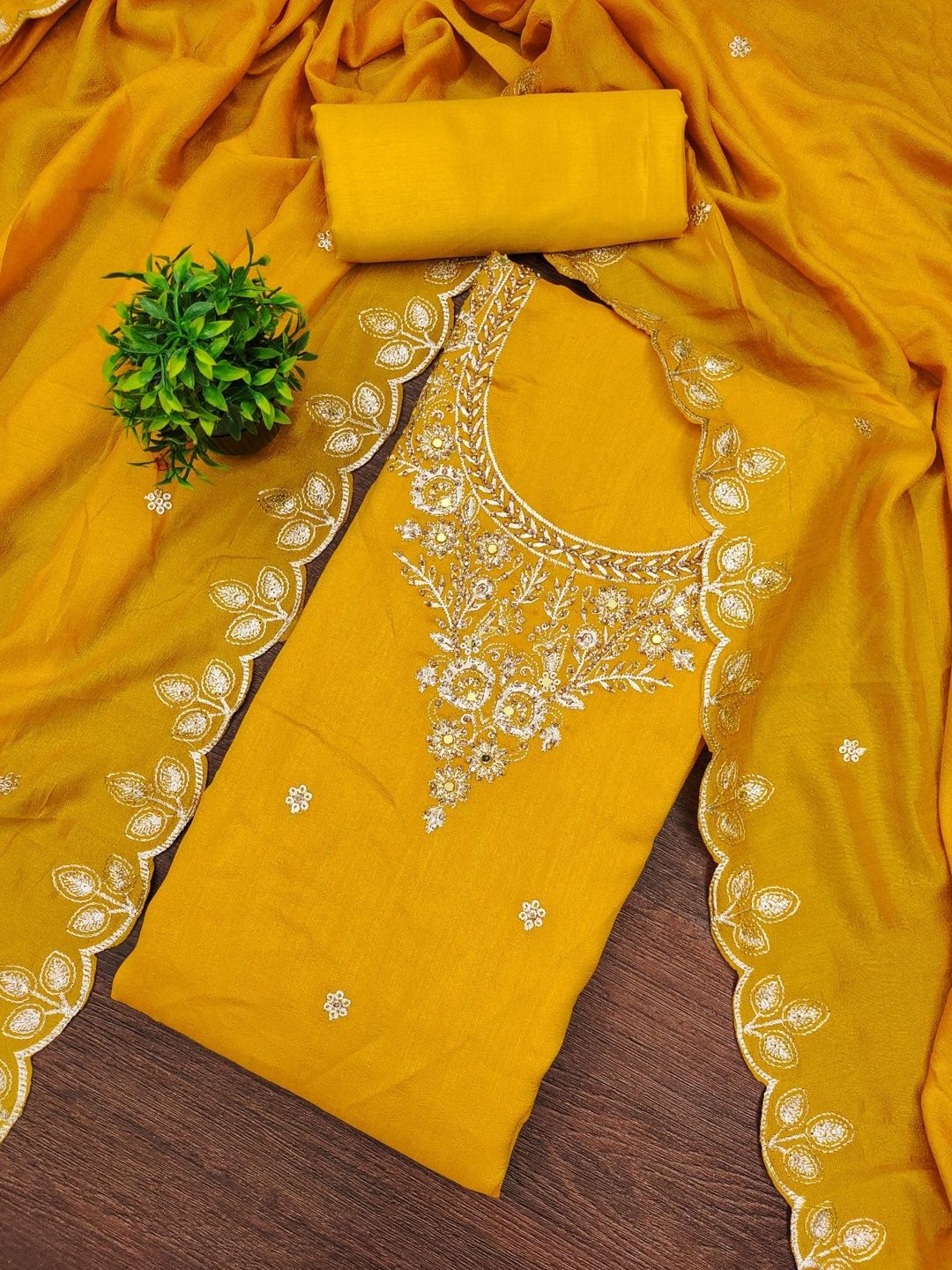 LeeliPeeri Designer Embellished Unstitched Dress Material