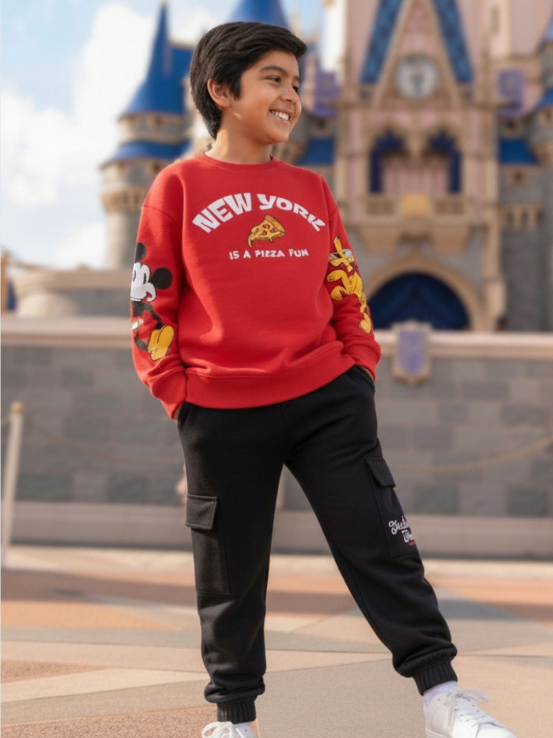 Nap Chief Kids Disney Mickey And Friends Foodie Printed Cotton Sweatshirt With Joggers