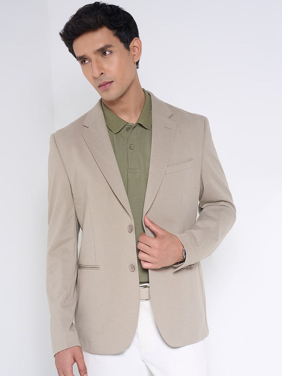 Peregrine by Pantaloons Men Notched Lapel Single-Breasted Slim Fit Casual Blazers