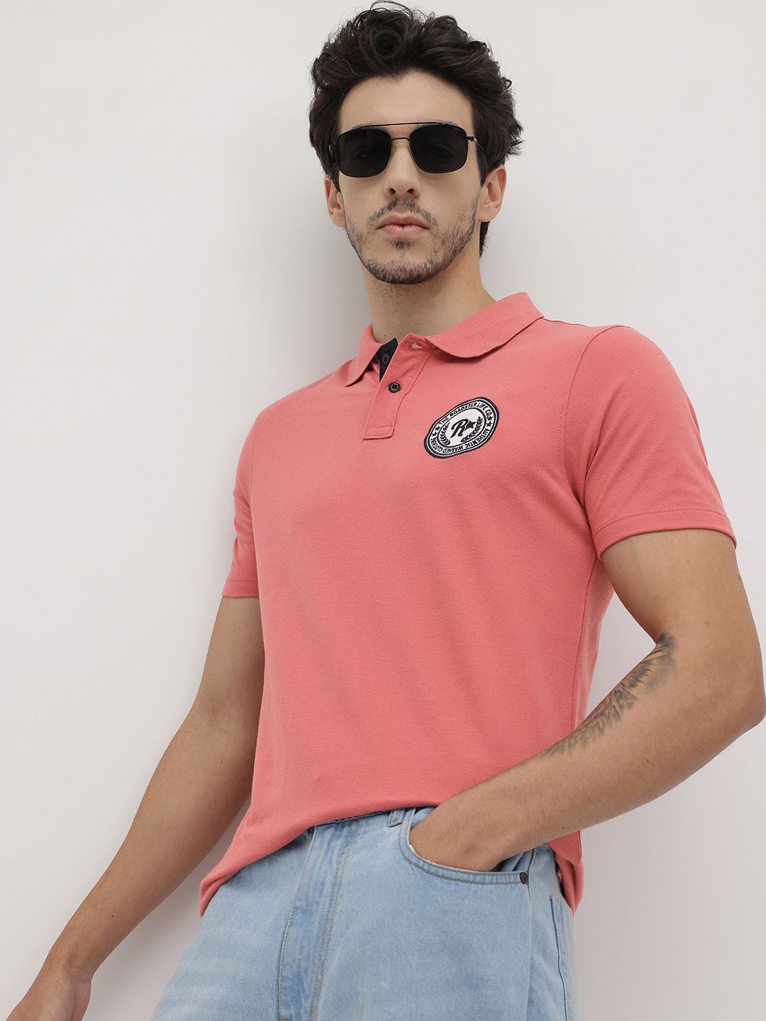 The Roadster Life Co. Brand Logo Detail Polo Collar T-shirt