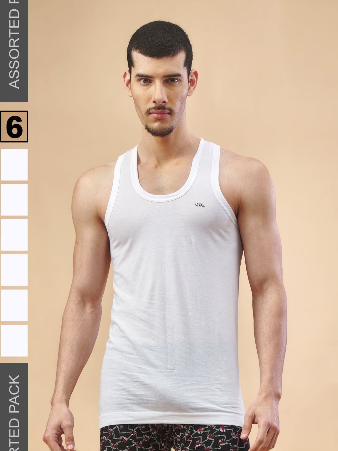 Buy LUX NITRO Pack Of 6 Assorted Super Combed Cotton Round Neck