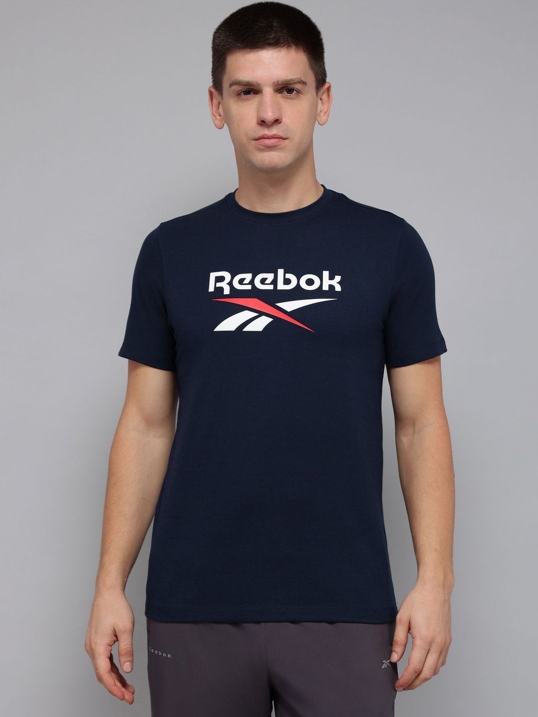 Reebok Logo Printed Round Neck Slim Fit T-shirt.