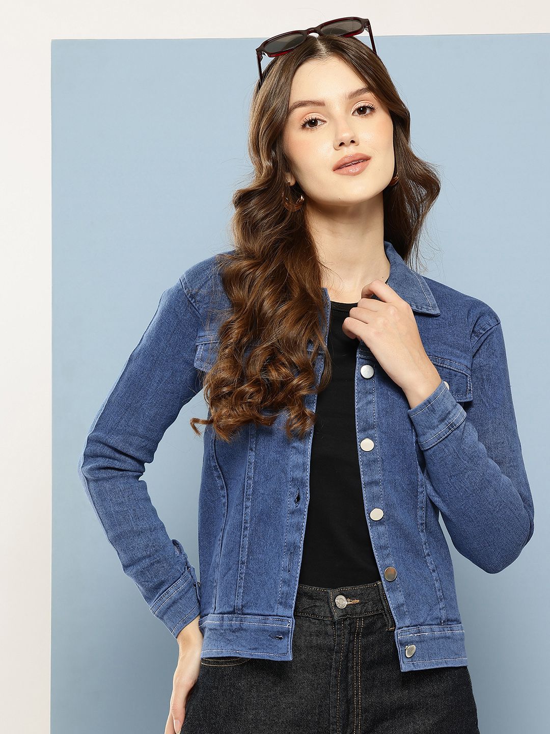 ARULLE☆ v-collar denim jacket blue Buy Aarika Spread Collar Denim Jacket - Jackets for Women 37885768