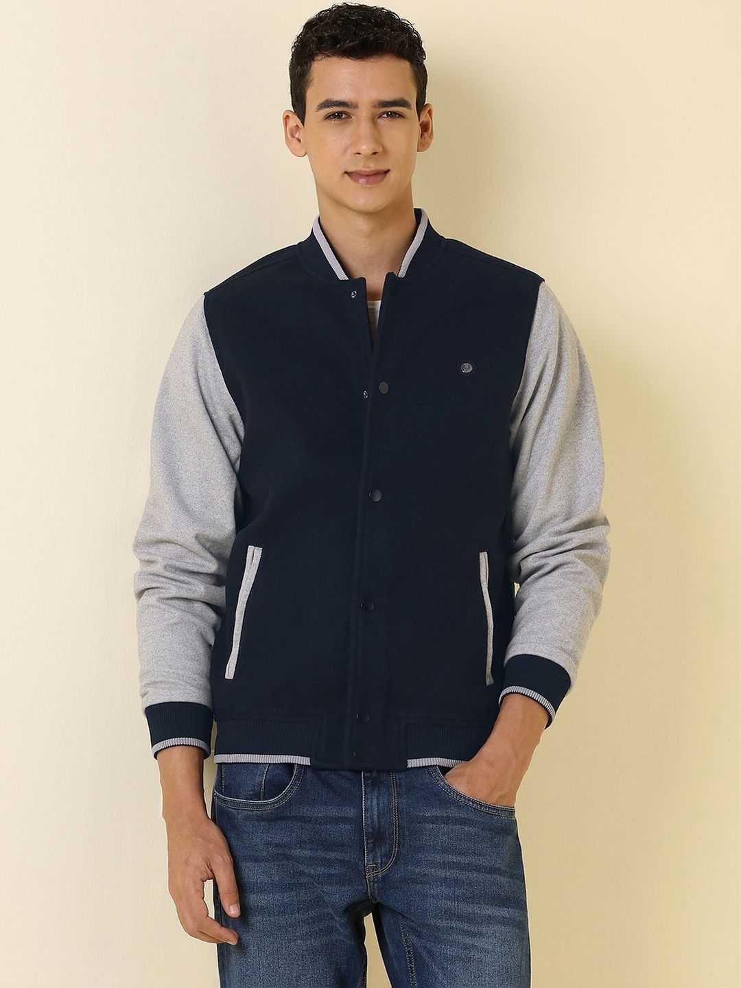 Allen Solly Men Colourblocked Varsity Jacket