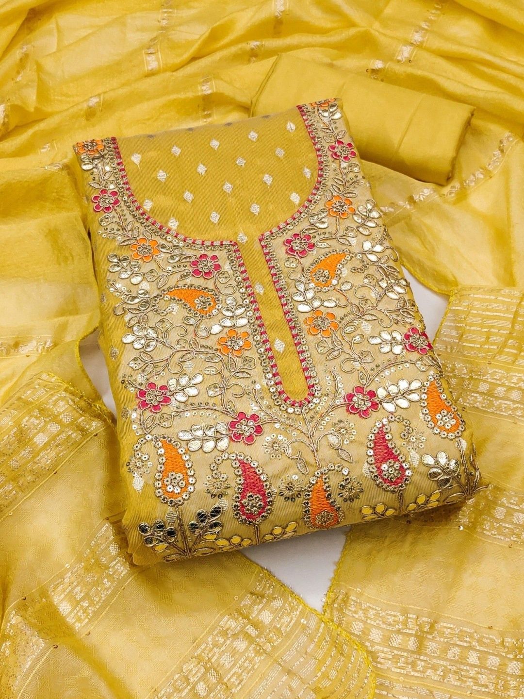 KALINI Embroidered Unstitched Dress Material