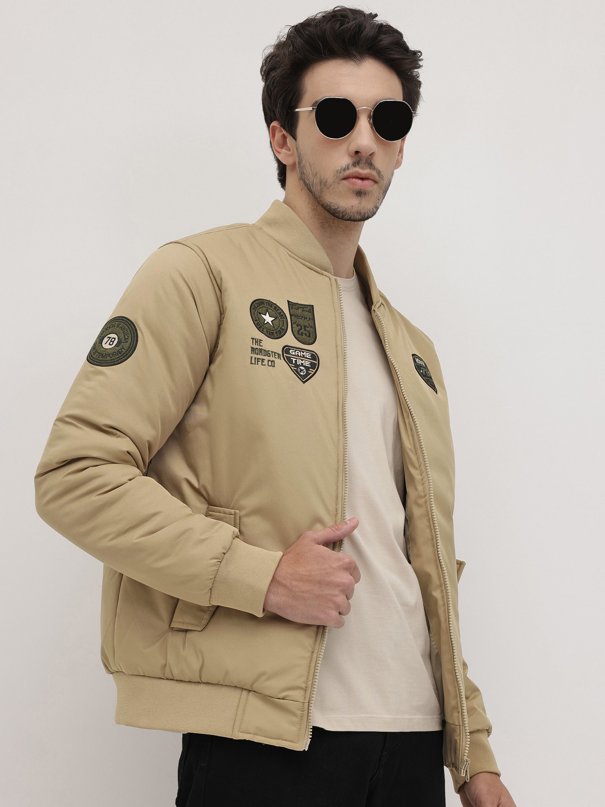 The Roadster Life Co. Typography Patchwork Padded Jacket