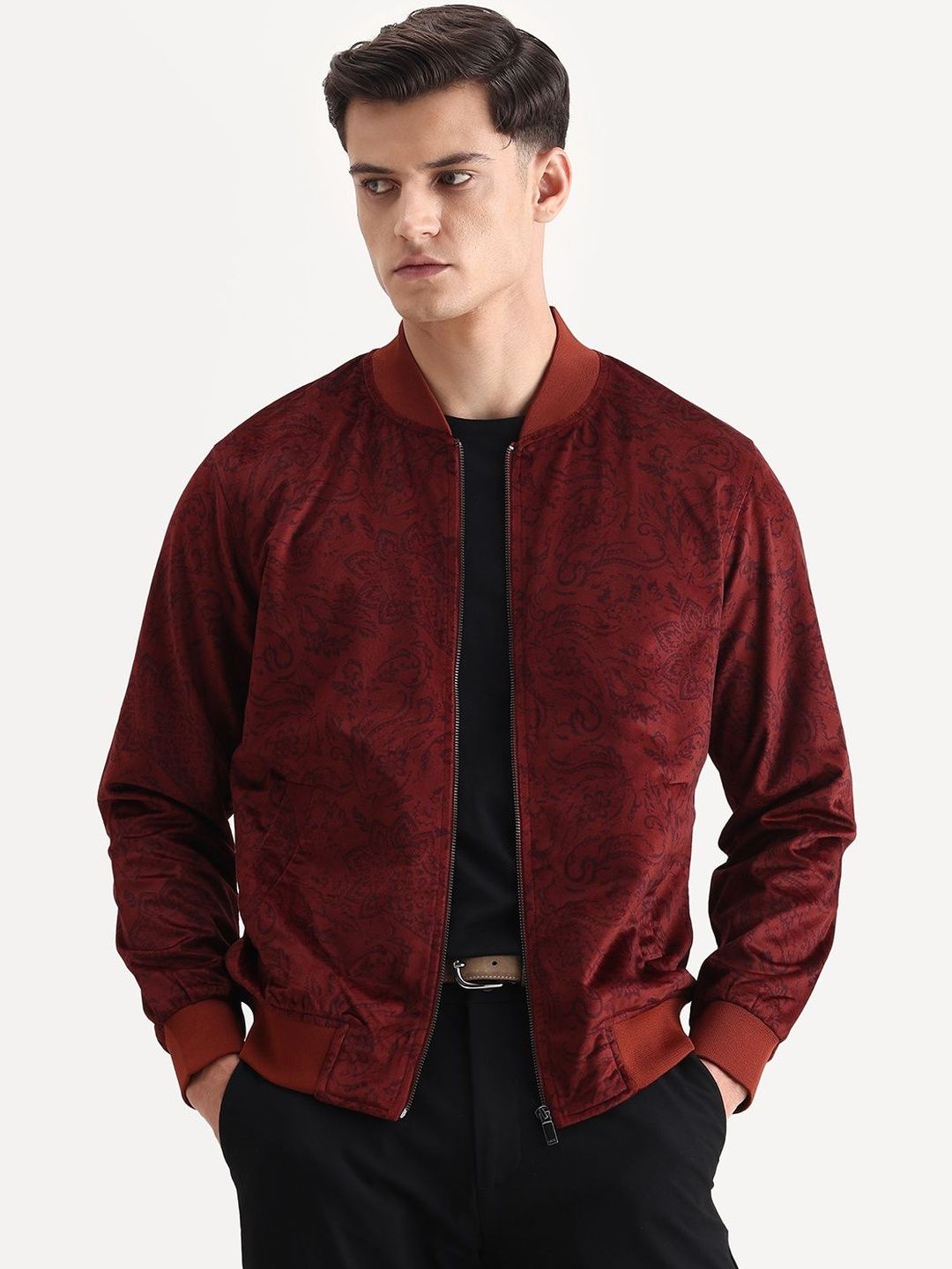 RARE RABBIT Suedo Men Bomber Jacket