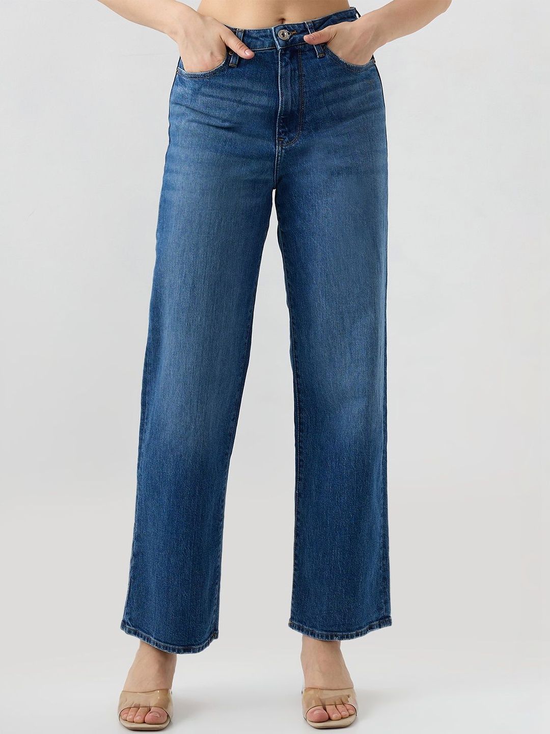 SPYKAR SPYKAR Women Straight Fit Mid-Rise Light Fade Stretchable Jeans