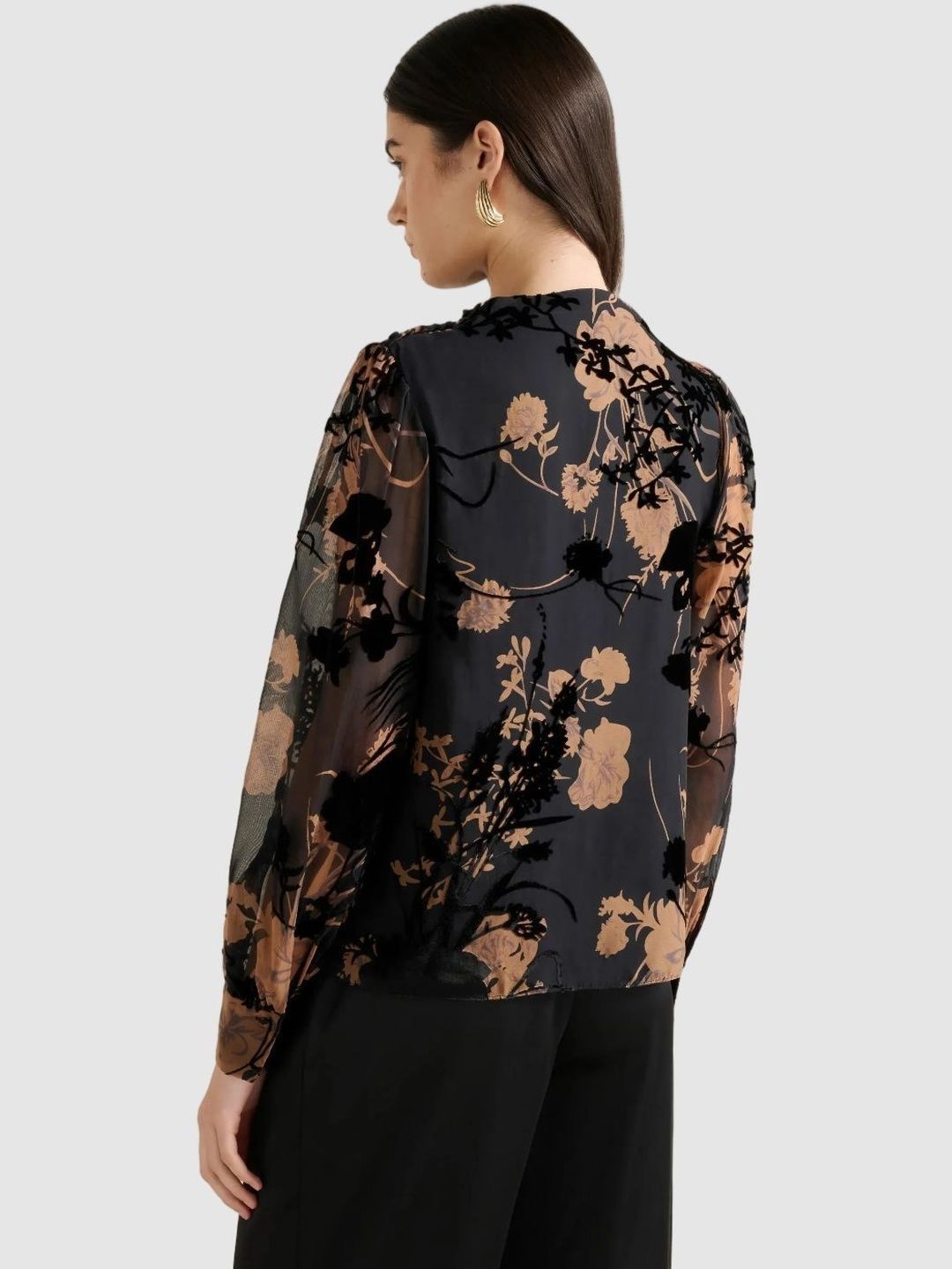 Floral Print Cowl Neck Top