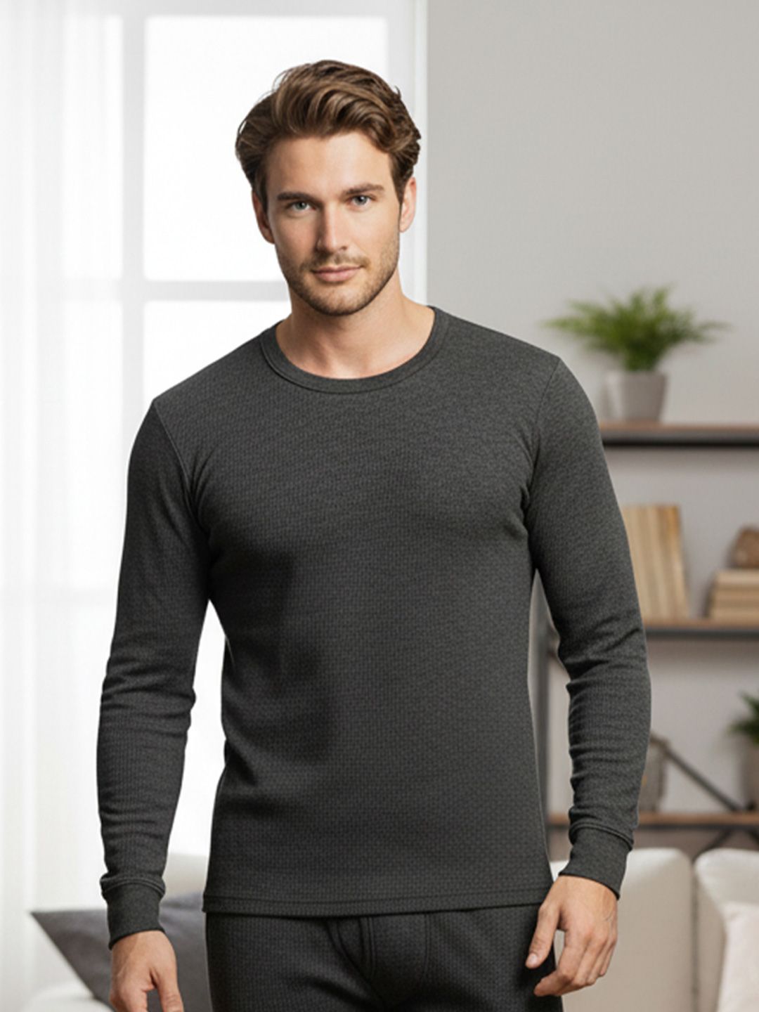 Lux Cozi Men Round Neck Long Sleeves Thermal Tops