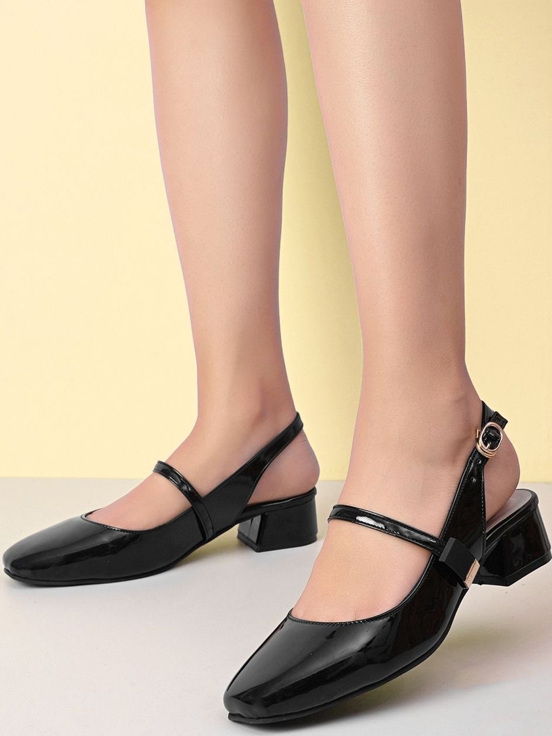 XE Looks XE Looks Elegant Slingback Bow Detail Block Heels