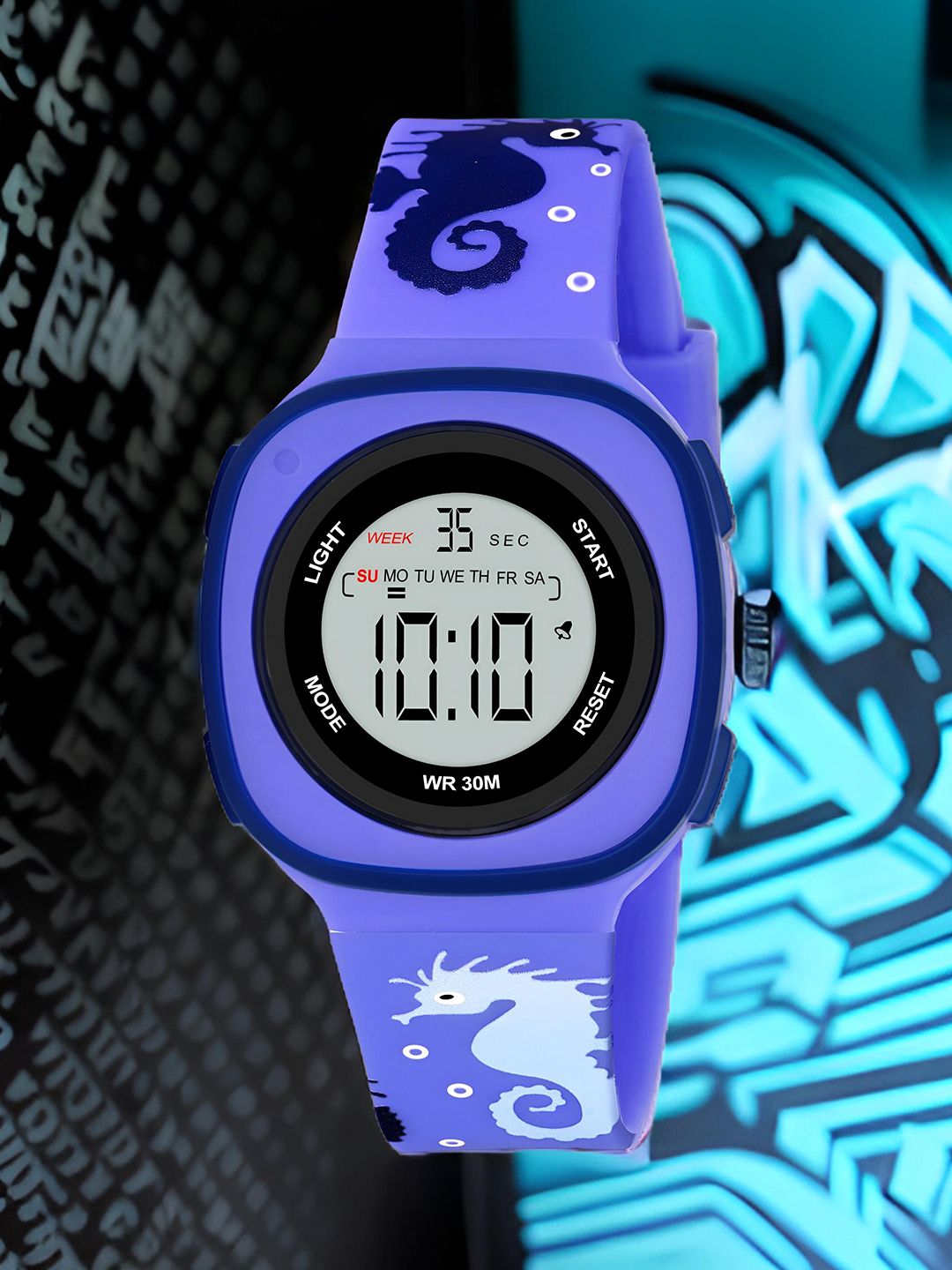Otage Otage Water Resist Watches Kids Tang Straps Digital Watch 2207 Square-Lavender1