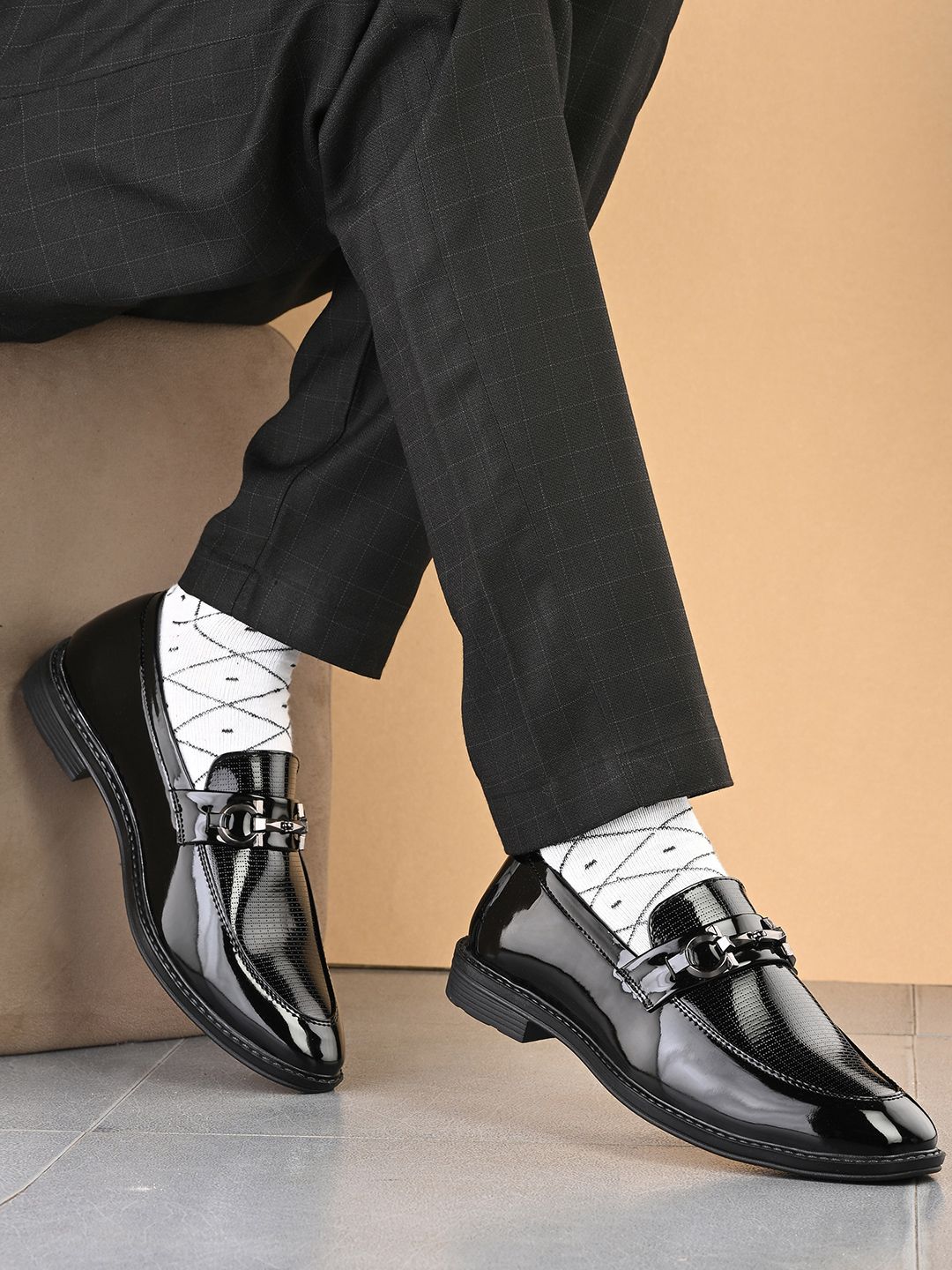 HERE&NOW Men Black Slip On Formal Loafers