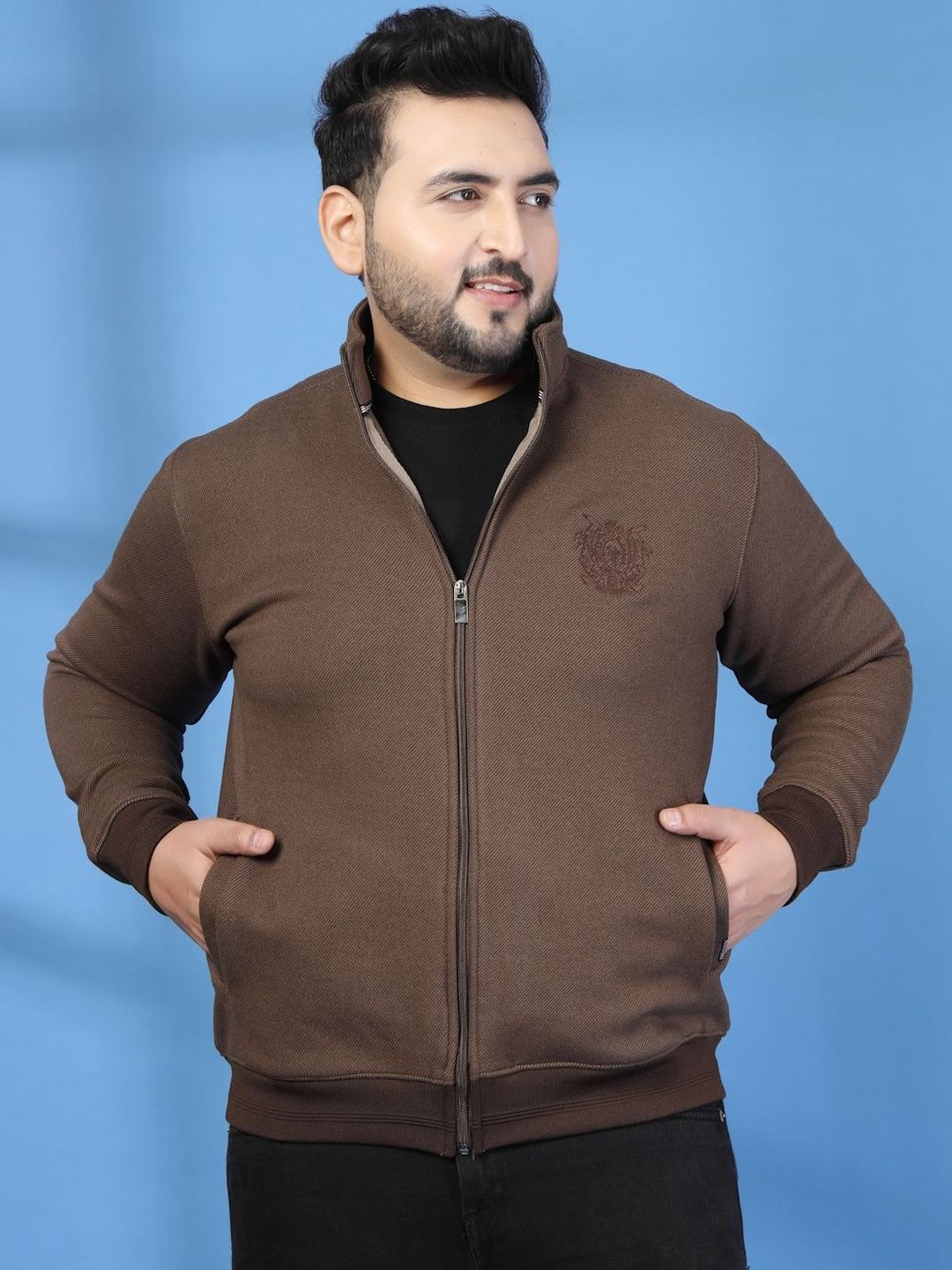 plusS Men Bomber with Embroidered Jacket
