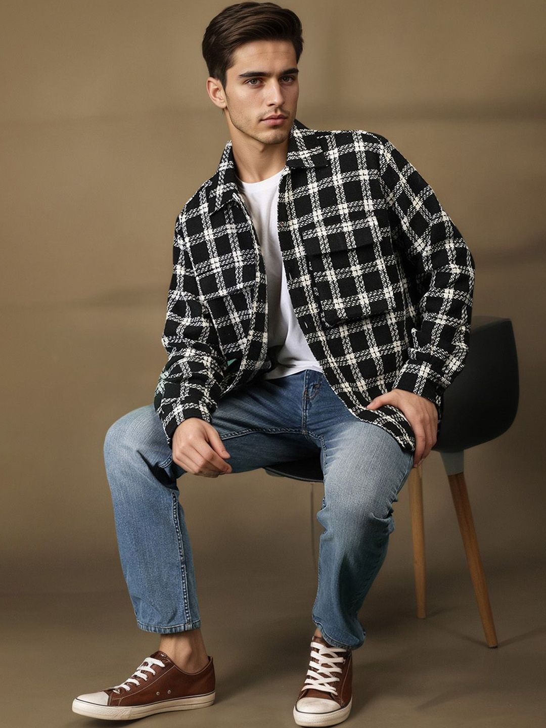 Mast & Harbour Men Checked Woven Jacket