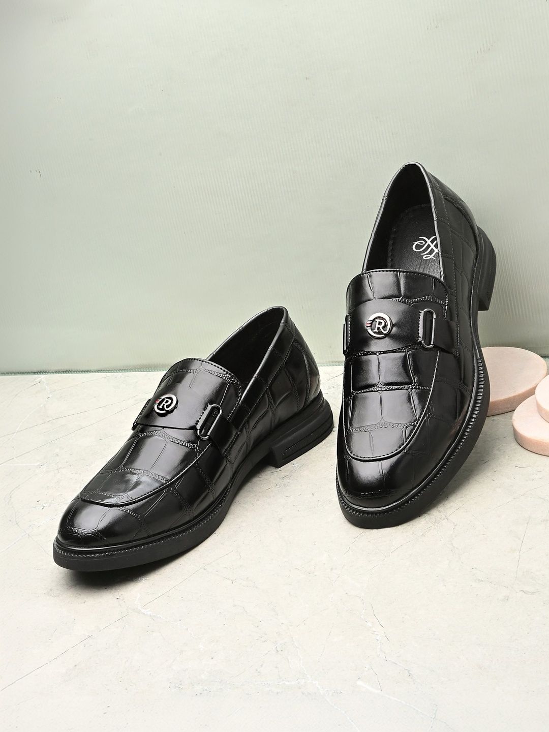 House of Pataudi Men Round Toe Slip-On Loafers Formal Shoes
