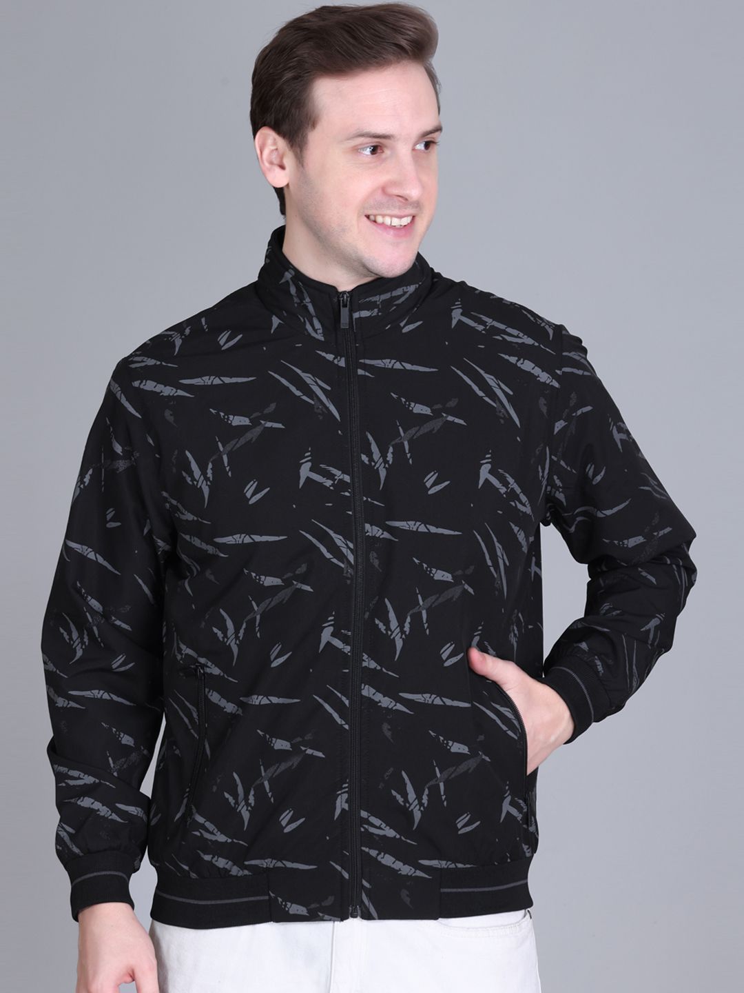Rare Times Men Abstract Lightweight Bomber Jacket